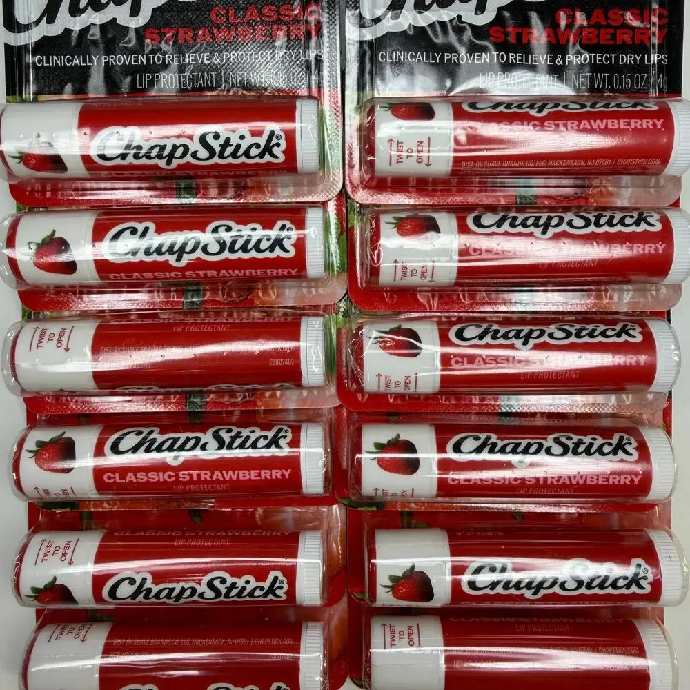 SET OF 12 — ChapStick Classic Strawberry Lip Balm & Skin Protectant Tube, 0.15oz